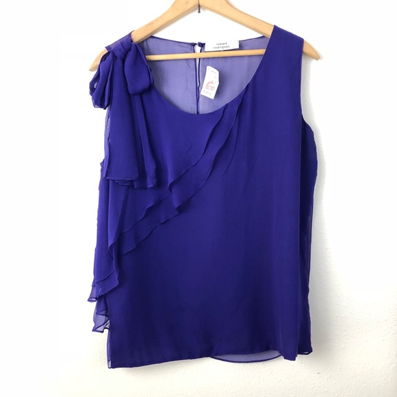 Robert Rodriguez Tops - Robert Rodriguez Sheer Purple Silk Blouse with Bow